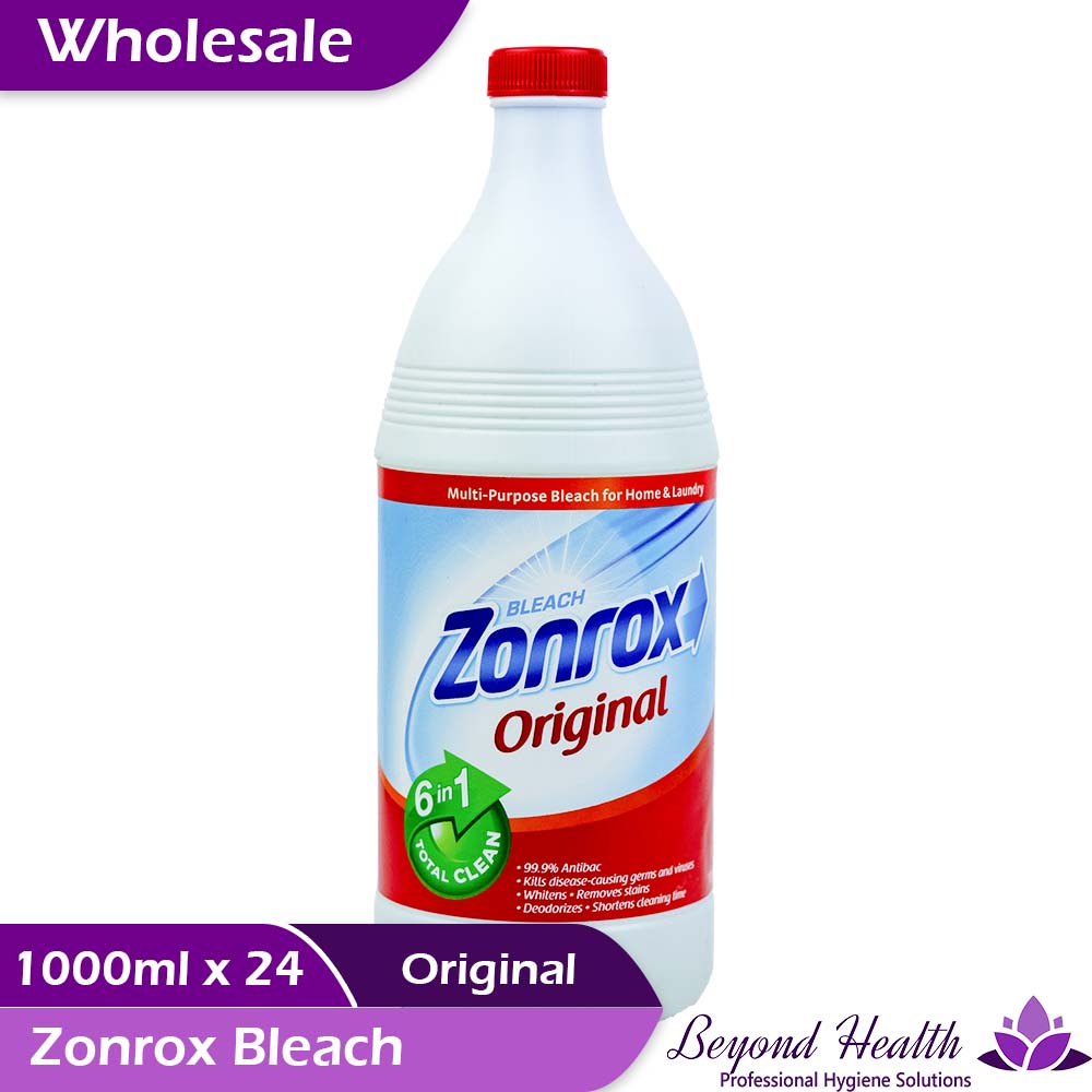 Wholesale Zonrox Bleach Original 6-in-1 Total Clean [1000ml(1L) x 24] 99.9% Antibac Whitens Remove Stains Deodorizers Shortens Cleaning Time Big Save