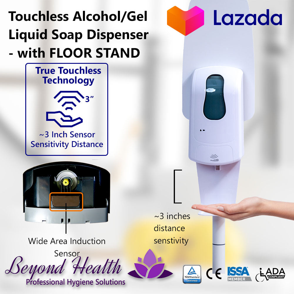 Touchless Alcohol Dispenser - with Floor Stand  White