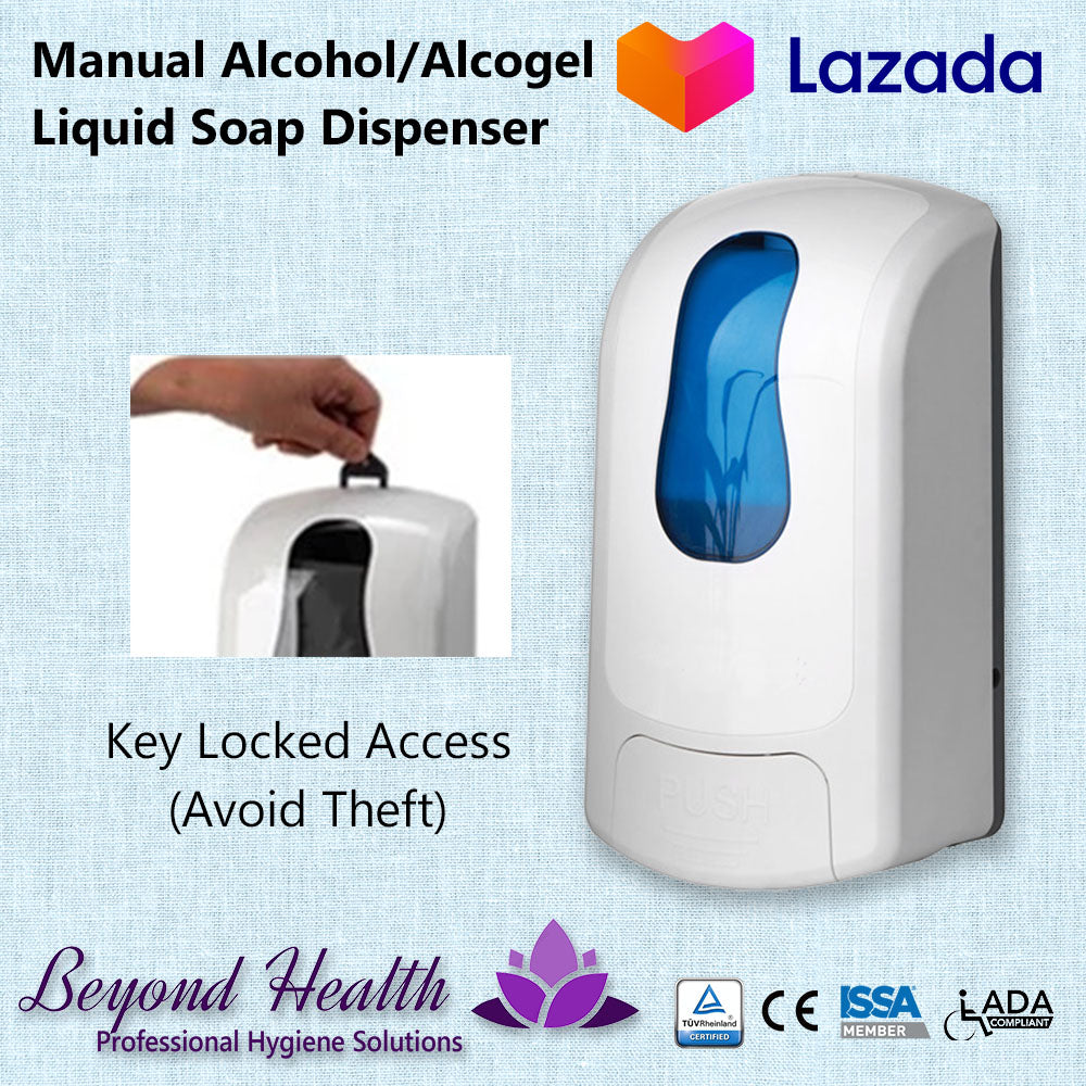 Beyond Health 1000ml Manual Wall Mounted Alcohol, Sanitizer Gel, Liquid Soap Dispenser