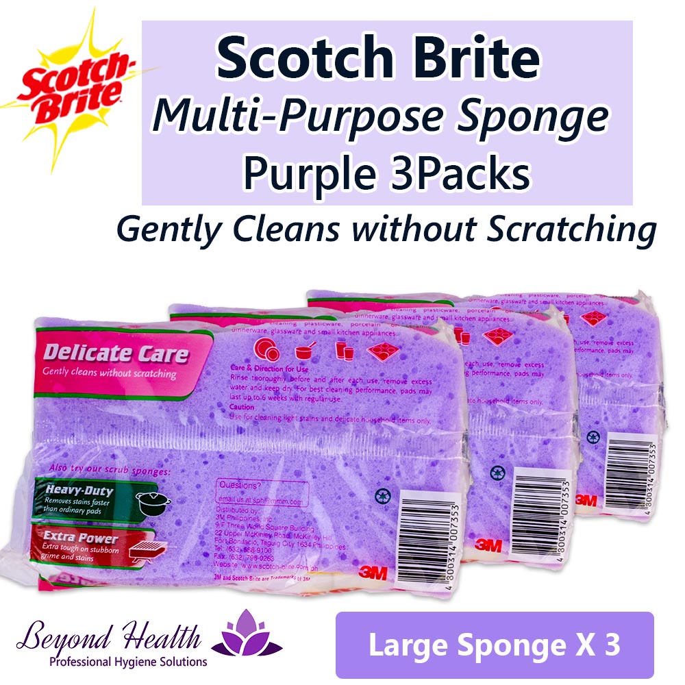 Scotch Brite Delicate Care Multipurpose Sponge Purple 3Packs
