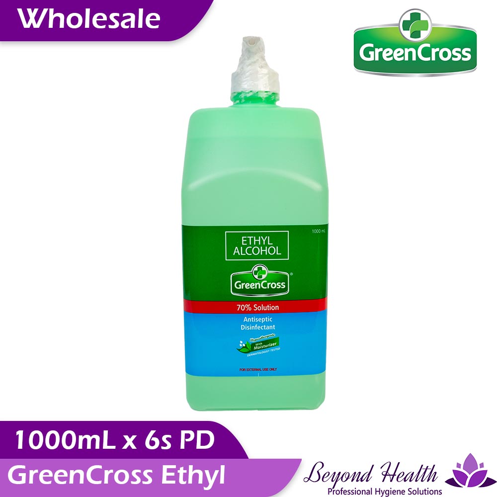 Wholesale GreenCross 70% Ethyl Alcohol with Moisturizers [1000ml x 6s] Pump Green Cross Alcohol Bigger Saving