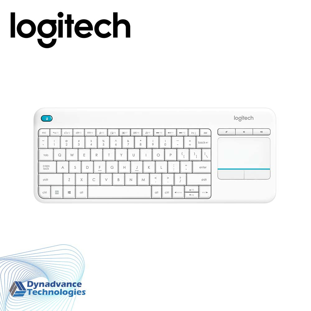 Logitech K400 Plus Wireless Livingroom Keyboard with Touchpad for Home Theatre PC Connected to TV, Customizable Multi-Media Keys, Windows, Android, Laptop/Tablet