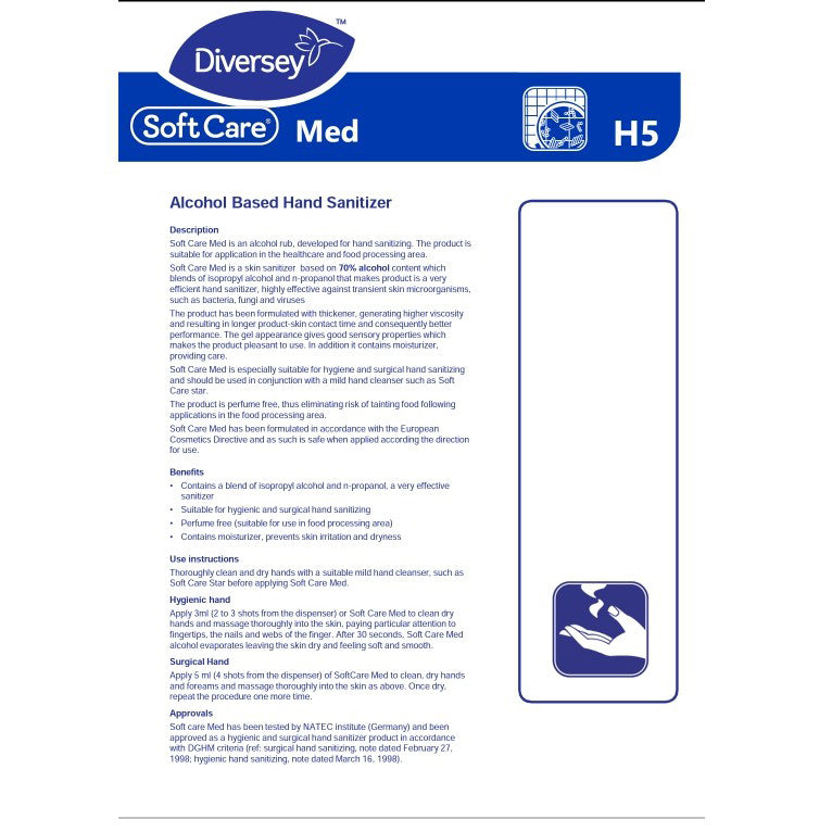 Diversey™ SOFTCARE®MD H5z(5L) Hand Sanitizer For Professional Use