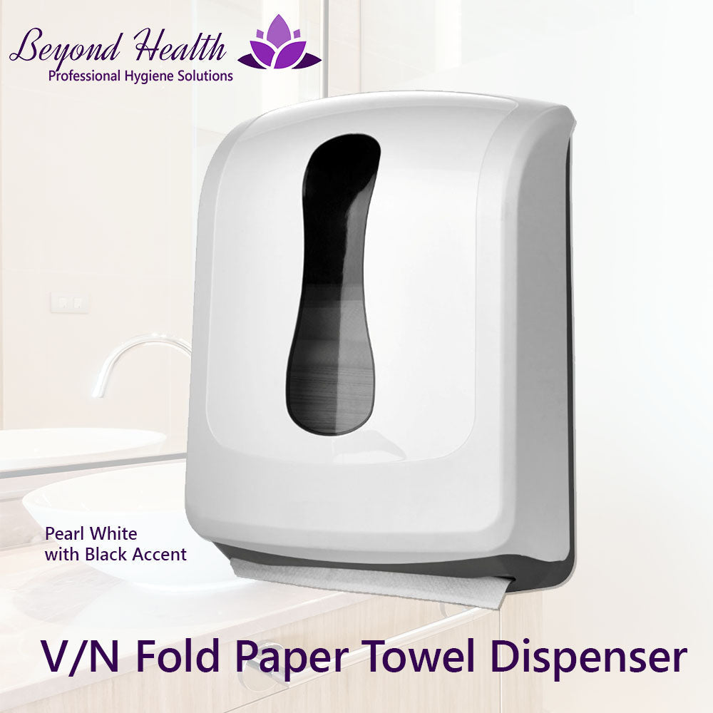 V/N Fold Paper Towel Dispenser Wall Mounted White Gray Accent