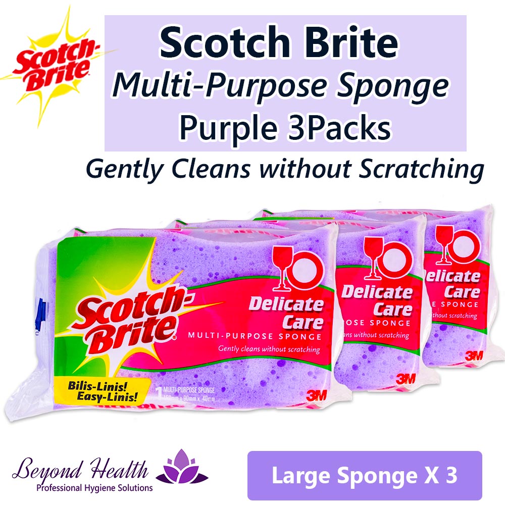 Scotch Brite Delicate Care Multipurpose Sponge Purple 3Packs