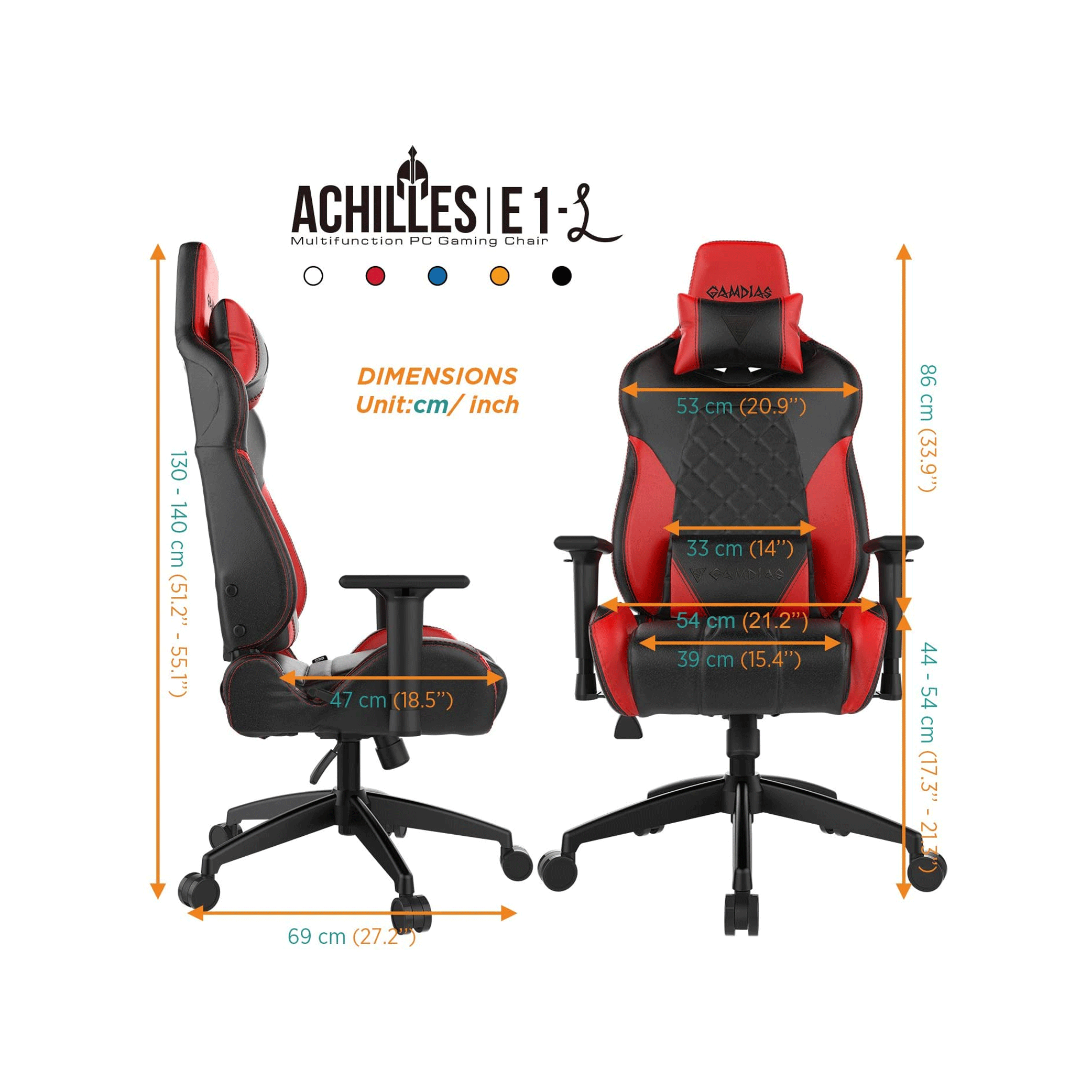 Gamdias Achilles E1-L RGB Multifunction PC Gaming Chair Black/Red