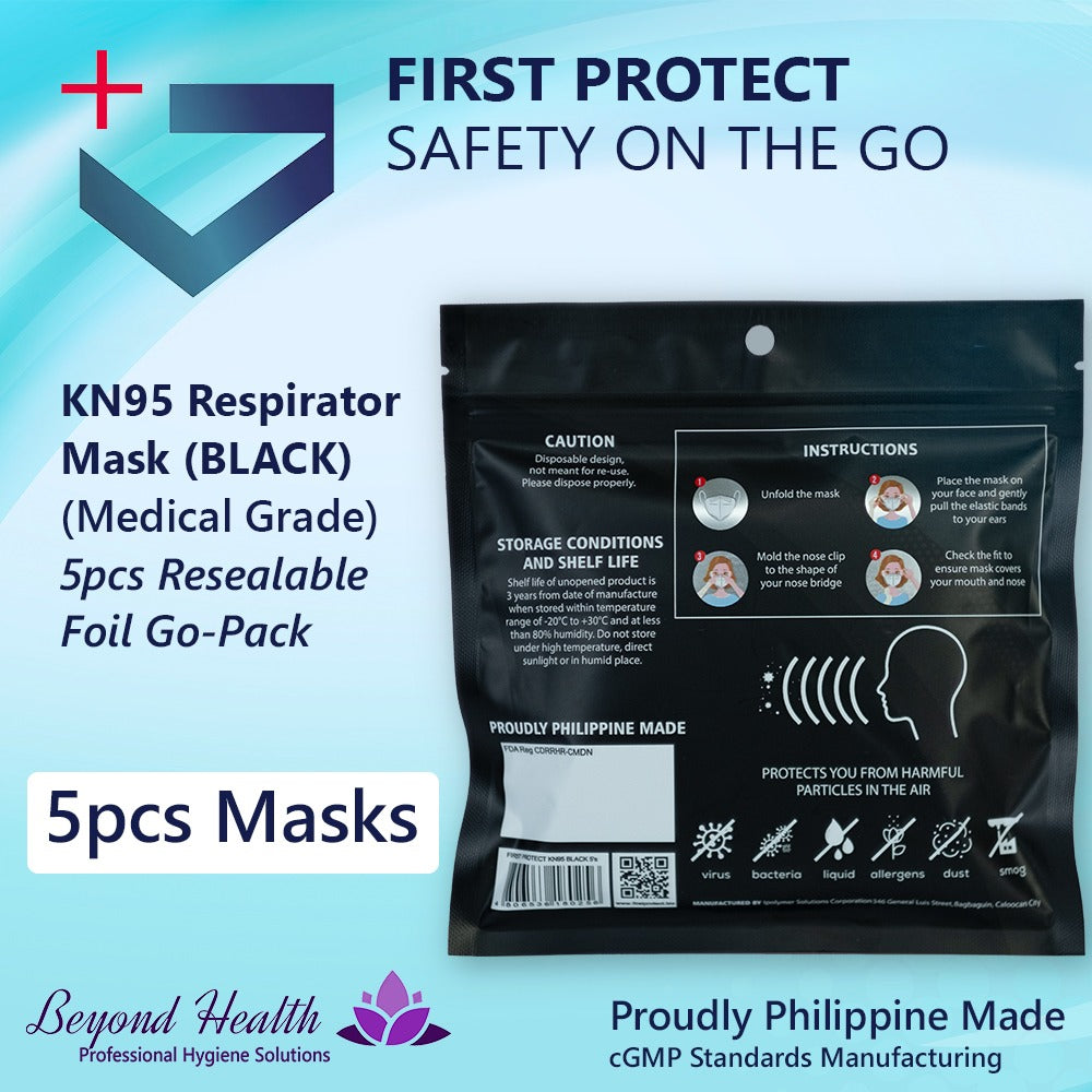 First Protect Safe On The GO 5 layers [Black Edition] KN95 Protective Mask Medical Grade